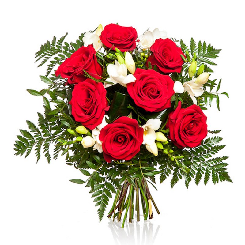 Фрезії та троянди